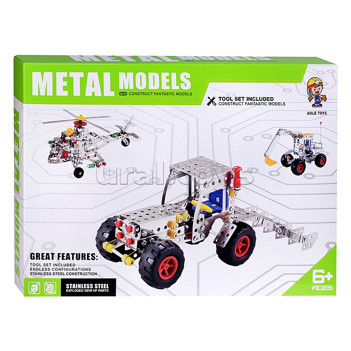 Конструктор "Колесный трактор" (138 дет.) металл, в коробке