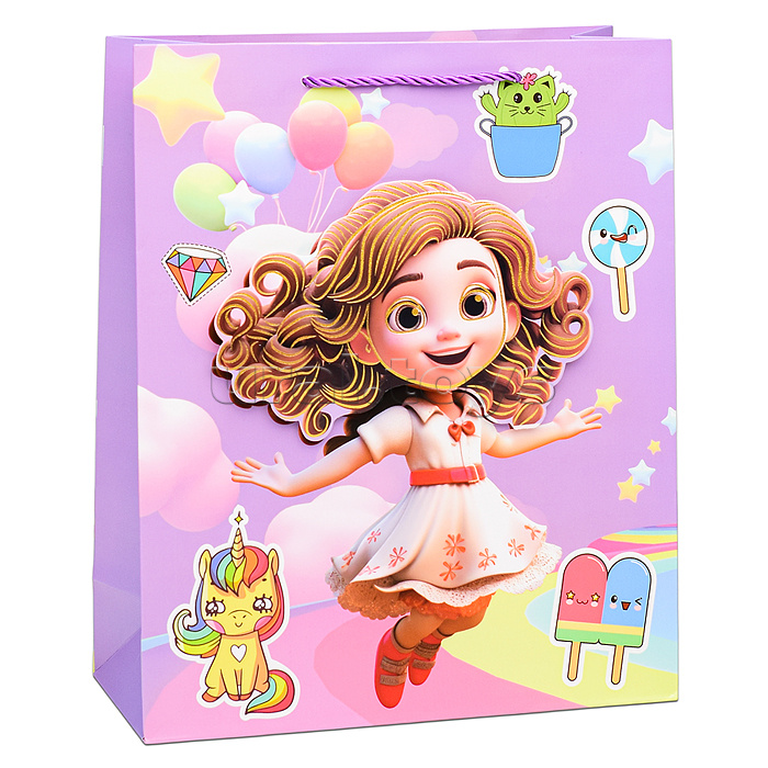 Пакет подарочный "Сказочная девочка" 26х32х12 см