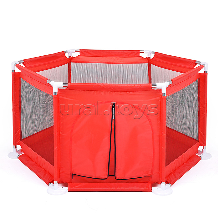 Манеж детский  шестигранный (113*130*65) цвет красный в пакете