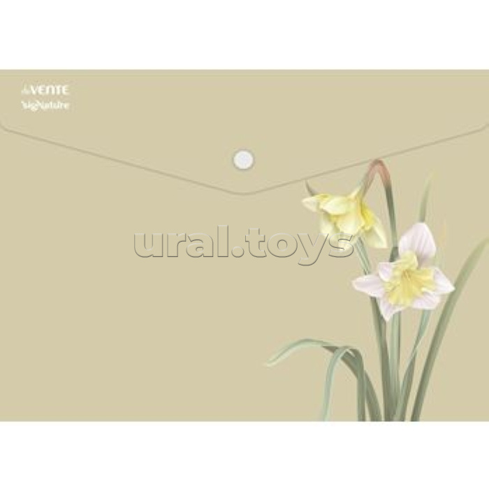 Папка-конверт на кнопке "SigNATURE" A4 (335x240 мм) 180 мкм, непрозрачная с рисунком, индивидуальная маркировка