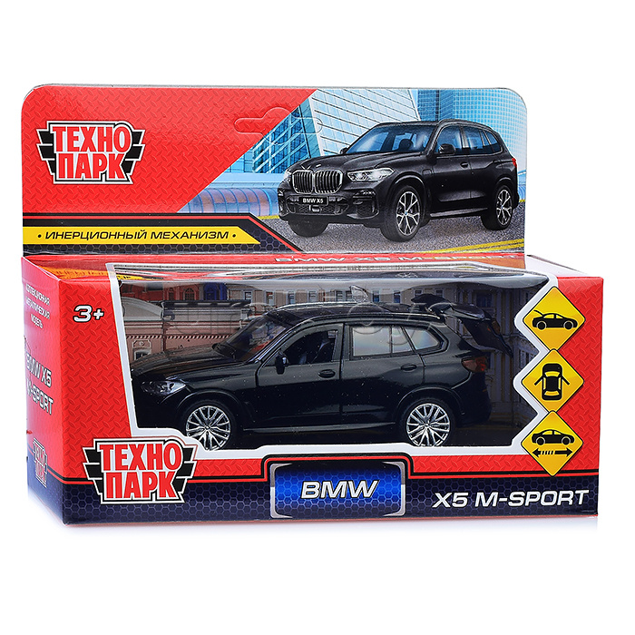 Машина металл BMW X5 M-SPORT 12 см, (откр. двери, багаж, черн) в коробке