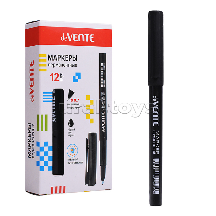 Маркер перманентный тонкий круглый корпус, с эргономичным трёхгранным грипом, капиллярный 0,7 мм наконечник в пластиковой обойме, черный