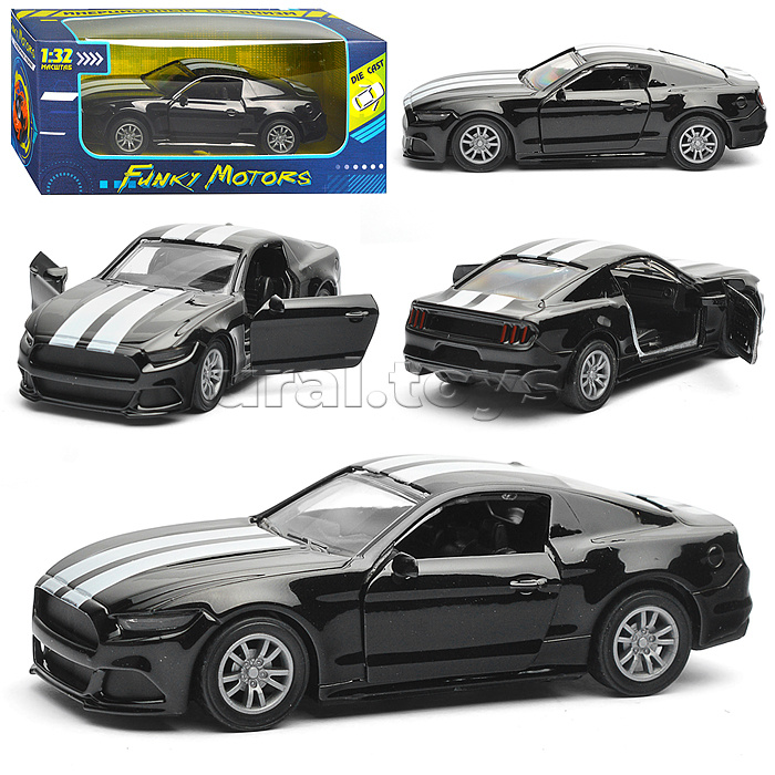 Чёрная инерционная машинка Спорткар с дизайном die-cast,1:32, открывающиеся двери