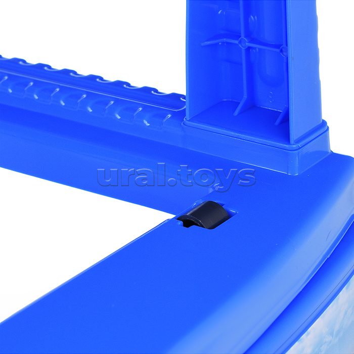 Комод "Декор" "Мотокросс" 4 секции темно-голубой/белый