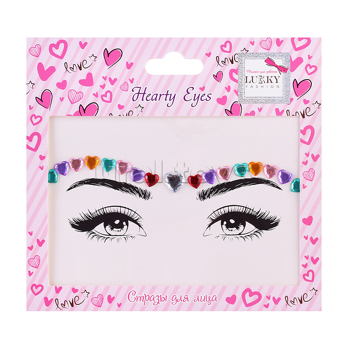 Стразы для лица Hearty Eyes, Lukky Fashion Love Collection, 16,5х15,5 см,карта, пакет