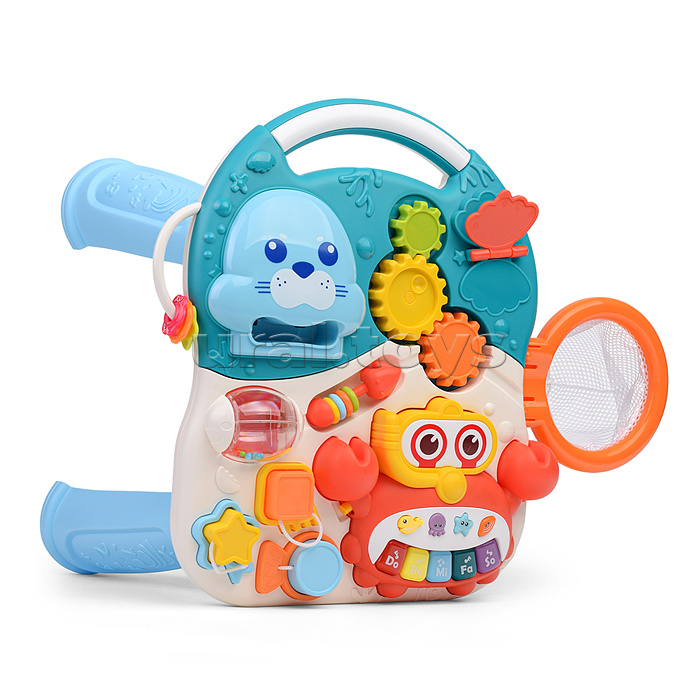 Игровой центр-Каталка "Вместе весело" голубой, на батарейках, в коробке