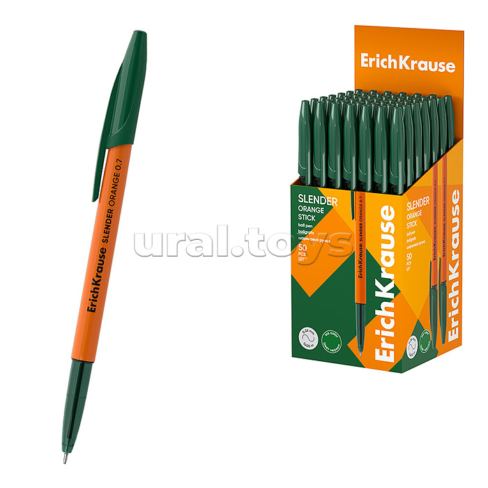 Ручка шариковая Slender Stick Orange, 0.7, Super Glide Technology, цвет чернил зеленый (в коробке по 50 шт.) Ручка шариковая Slender Stick Orange, 0.7, Super Glide Technology, цвет чернил зеленый (в коробке по 50 шт.)