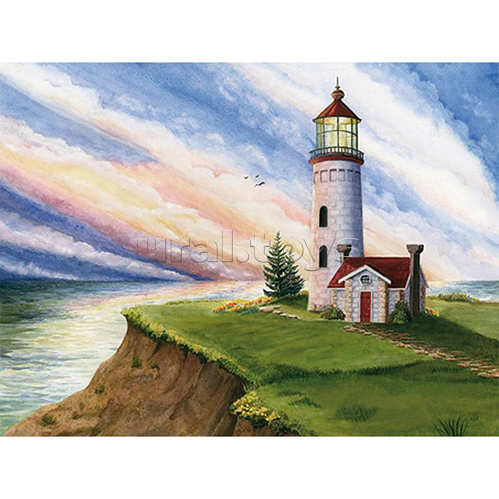 Алмазная мозаика 15х20 "Маяк на рассвете" (16 цветов)
