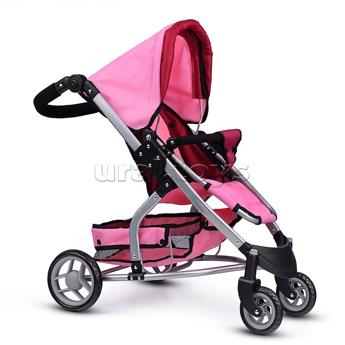 Коляска для кукол металлическая, цвет розово-бордовый в пакете