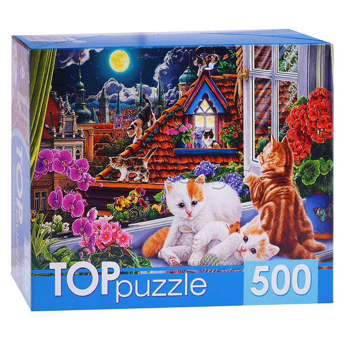 Пазлы 500 TOPpuzzle "Котята на крыше"