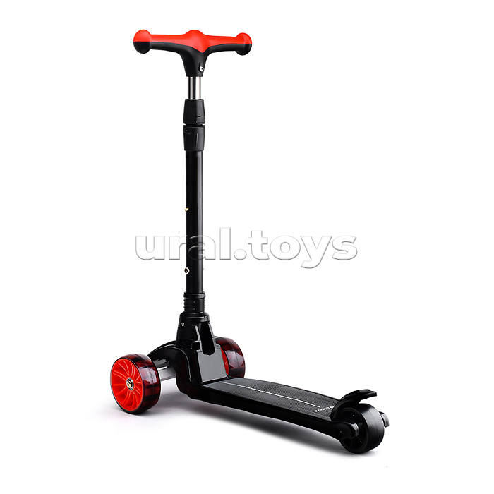 Самокат U027765Y 3-х. кол., с сиденьем, ограничителем и родительской ручкой, колеса PU, черный, в коробке