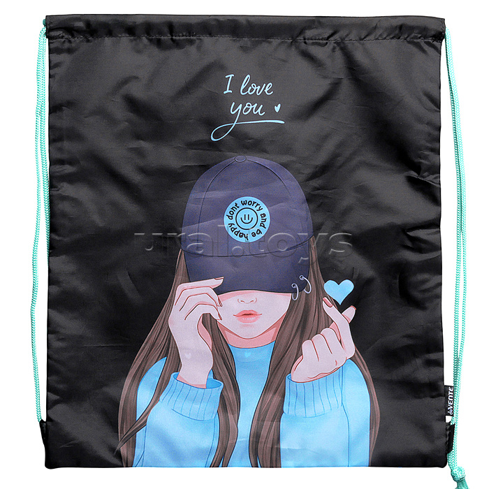 Сумка для сменной обуви "K-Pop Heartbeat" 38x43 см, влагонепроницаемый полиэстер, 1 отделение, на веревочной завязке, с текстильными ручками, полноцветная печать