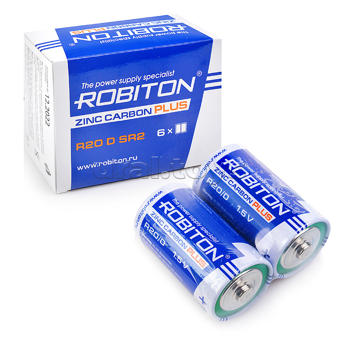 Батарейки солевые ROBITON PLUS R-R20-SR2 R20 SR2 (12 шт.)
