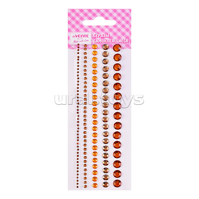 Стразы акриловые самоклеящиеся "DIY Jewelry Inspiration" 130 шт, круглые, цвет шоколадного опала, 5 размеров, на подложке, в пластиковом пакете с блистерным подвесом