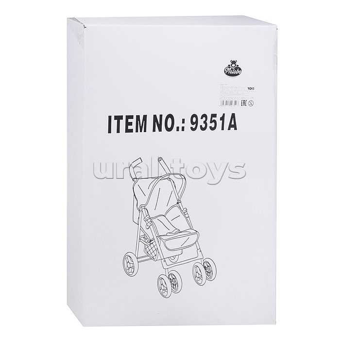 Коляска для кукол складная, с корзиной и козырьком, цвет серо-бордовая