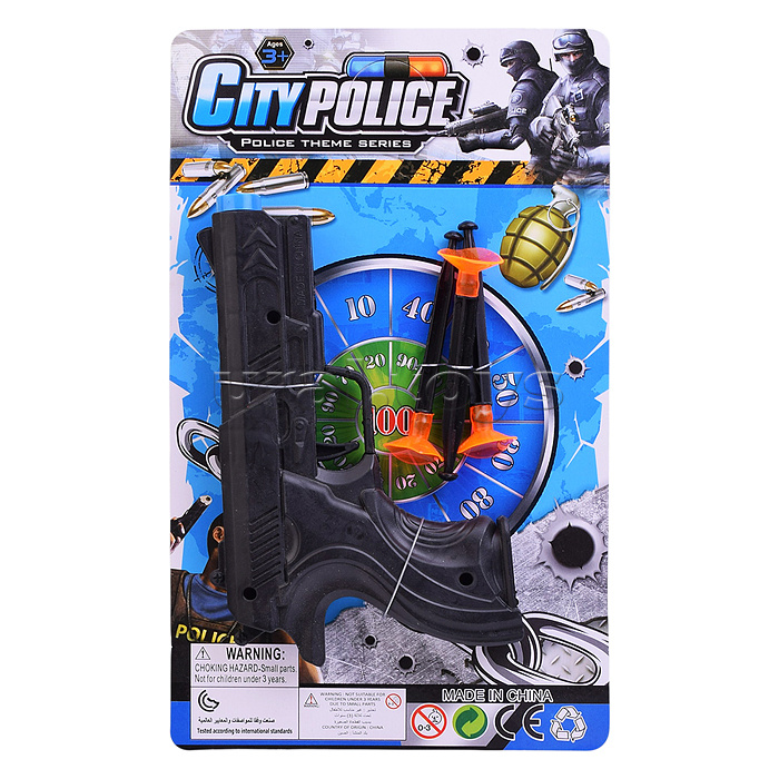 Пистолет "Первый выстрел" со стрелами на присосках, на листе