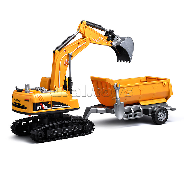 Экскаватор "Силач" с прицепом, р/у, 27 MHz, в коробке