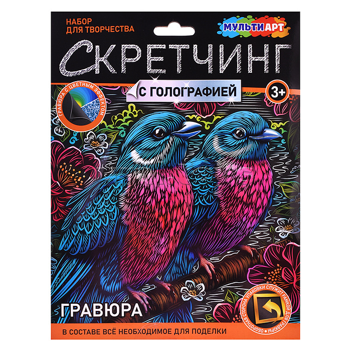 Скретчинг МИКС гравюра 18*24см "Птички"