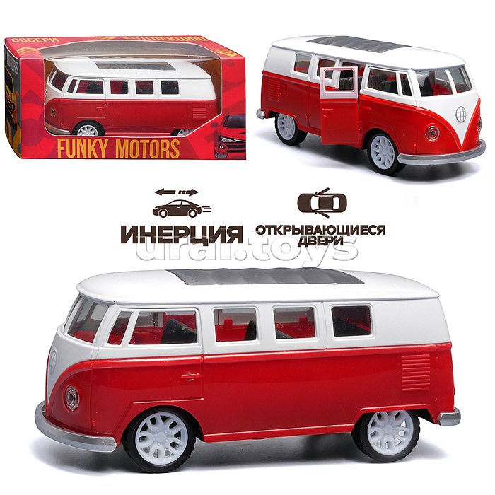 Бордовый инерционный микроавтобус die-cast, 1:32