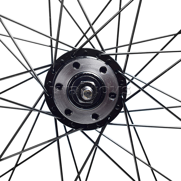 Колесо велосипедное 24" заднее в сборе, алюминий, под трещ, диск 6-болт, без гаек