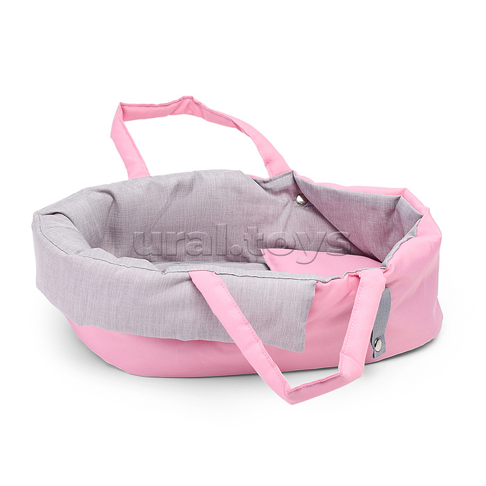 Коляска-люлька для кукол, металлическая, с корзиной, цвет серо-розовый