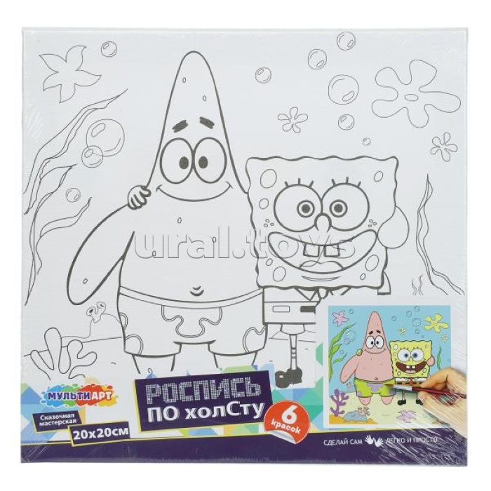 Холст для росписи 20*20 см "Спанч боб и Патрик"