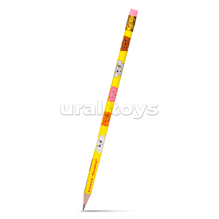 Карандаш чернографитный, корпус дерев. "Мультики" НВ с ластиком заточенный трехгранный