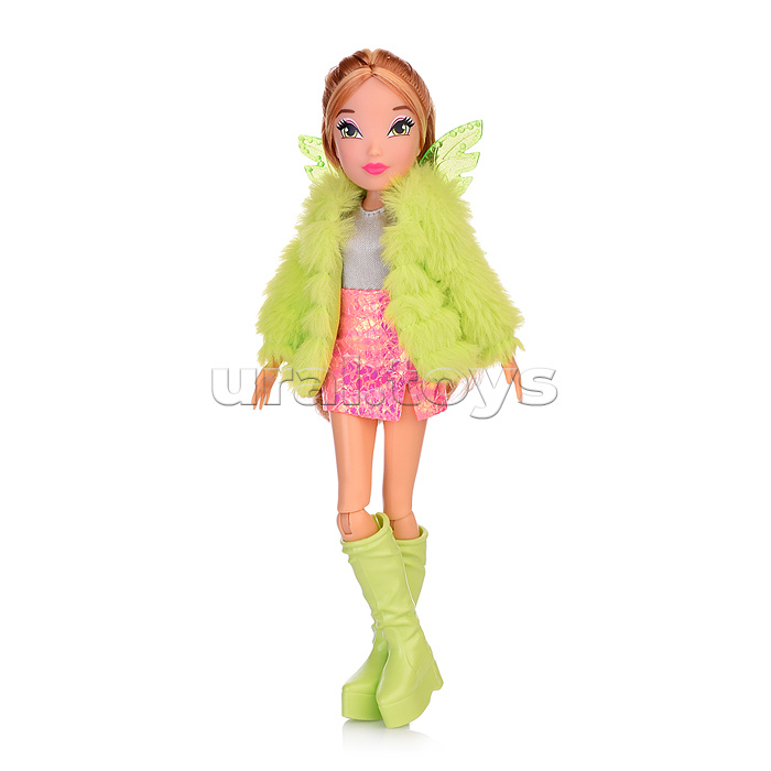 Шарнирная кукла Winx Club "Fashion" Флора с крыльями и аксессуарами (6 шт.),  24 см