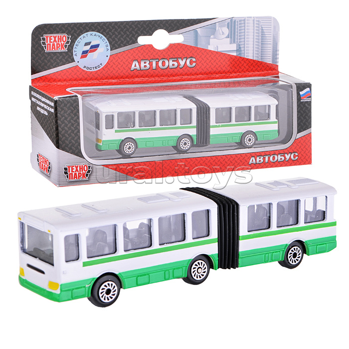 Автобус с резинкой, металл 12см., в коробке