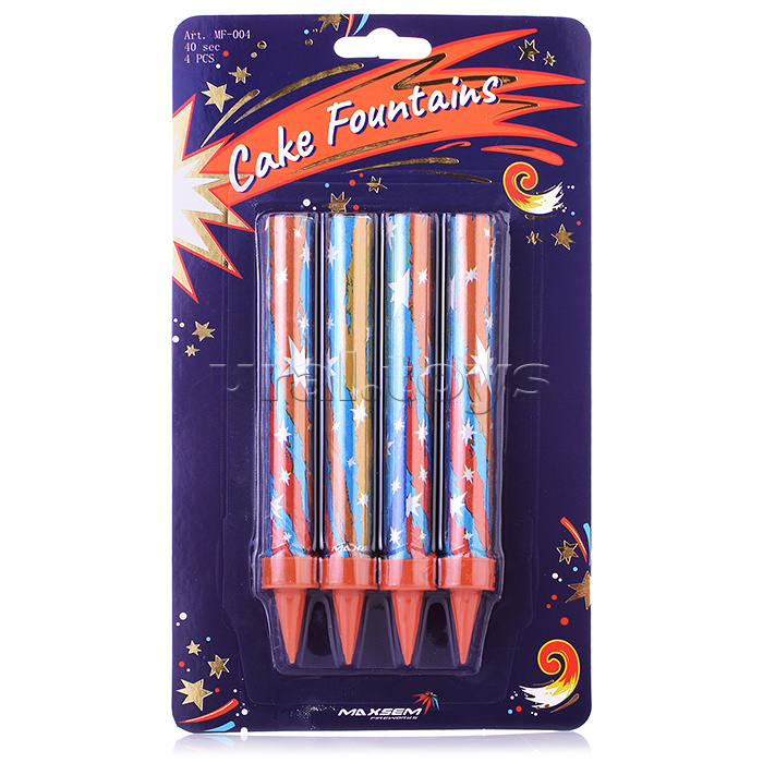 Свеча Фонтан для торта, разноцветный поток искр 10-12,5 см, (30сек.) 4 шт.