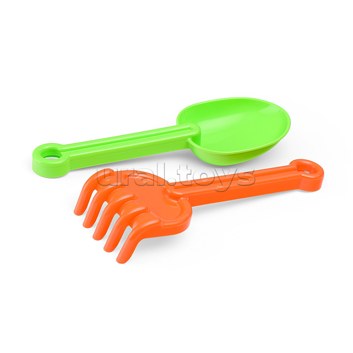 Набор №370: кораблик "Буксир", совок №7, грабельки №7, формочки (морской конёк + черепаха)