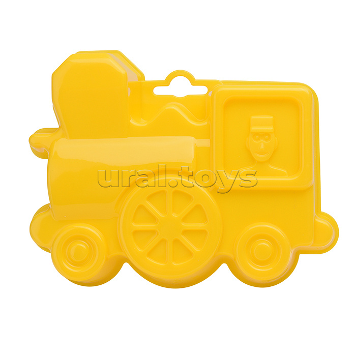 Набор №119: ведро с наклейкой, лопатка №5, грабельки №5, формочки (самосвал + паровоз)