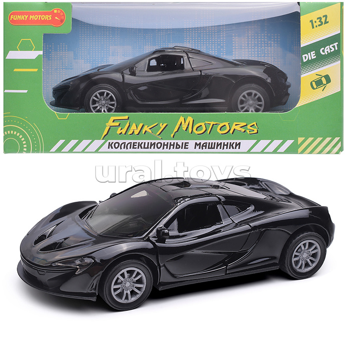 Чёрная инерционная машинка Спорт die-cast,1:32, открывающиеся двери