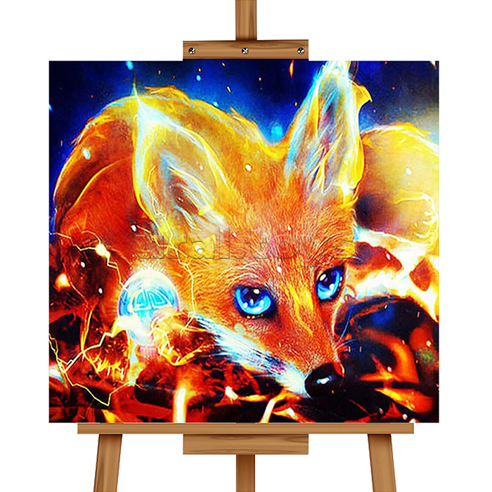 Мозаика алмазная "Лис" (с гирляндой) 20*20см.