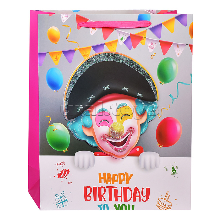 Пакет подарочный "Клоун вечельчак" 26x10x32 см, 3D