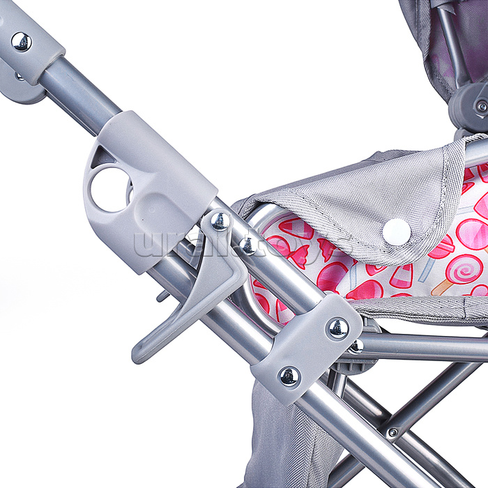 Коляская кукольная металлическая, с корзиной, принт сладости