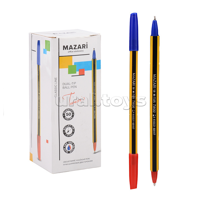 Ручка шариковая двусторонняя TWIXI, синяя/красная, пулевидный пиш.узел 1.0мм, корпус пластиковый