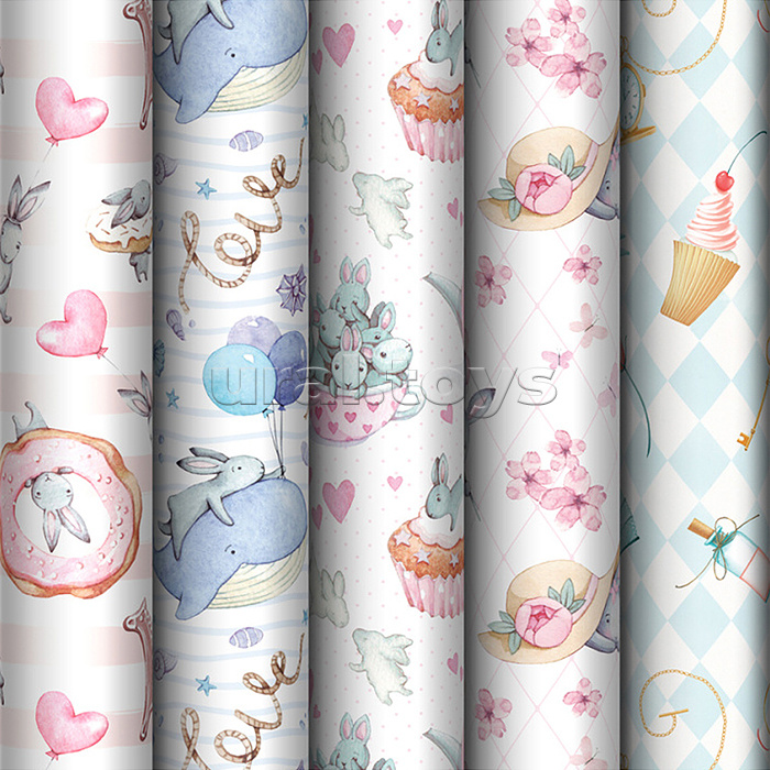 Упаковочная бумага глянц. 70*100см, "Tenderness", 80 г/м2, ассорти, 5 дизайнов Упаковочная бумага глянц. 70*100см, "Tenderness", 80 г/м2, ассорти, 5 дизайнов