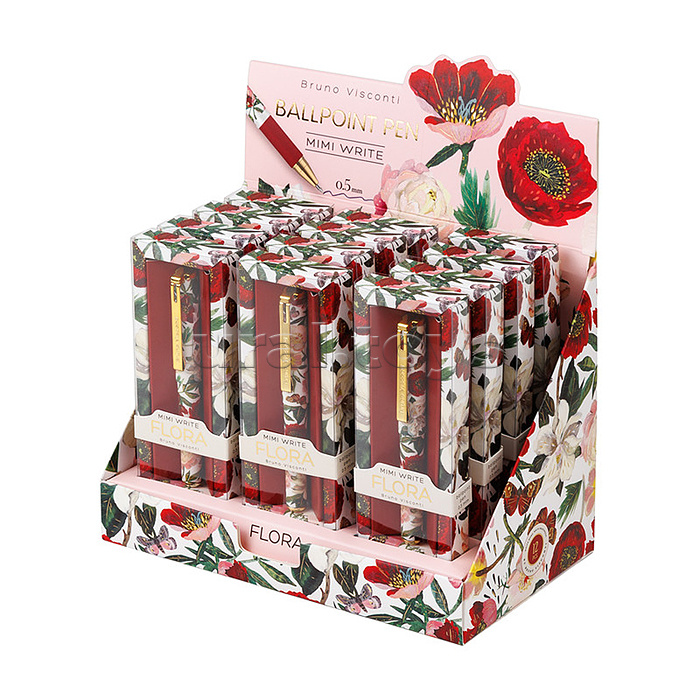 Ручка "Mimiwrite. Flora. Пионы" шариковая, 0,5 мм, синяя, в подарочной упаковке,