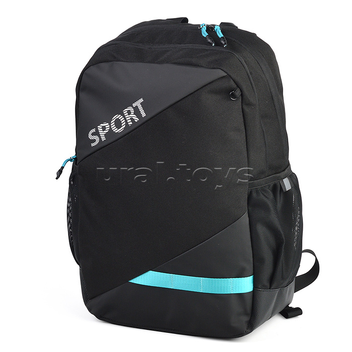 Рюкзак "Sport" подростковый 40x31x20 см (18 л) 500 г, текстильный, 1 отделение на молнии с уплотненным отделением для ноутбука до 15 дюймов и книг, 1 передний карман на молнии, 2 боковых кармана, уплотненная вентилируемая спинка с пластиковой вставкой, уп