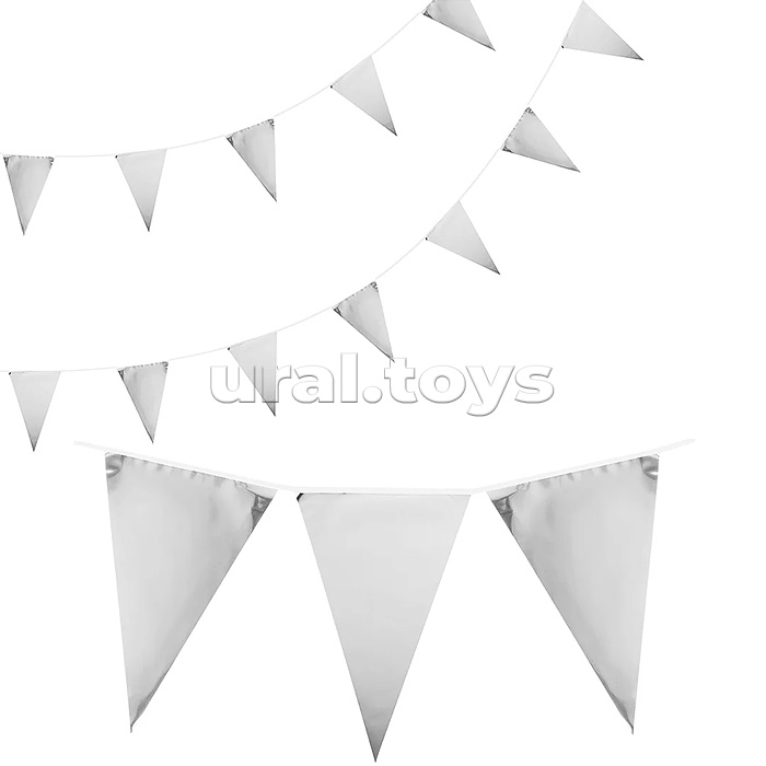 Гирлянда Флажки, 20*30 см*20 шт, 10 м, серебро, металлик, 1 упак.