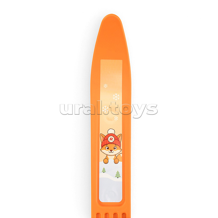 Лыжи детские ROCKET SKI MINI Лисёнок 66/75 см, крепление мягкое пластиковое, с палками стеклопластик (в сетке)