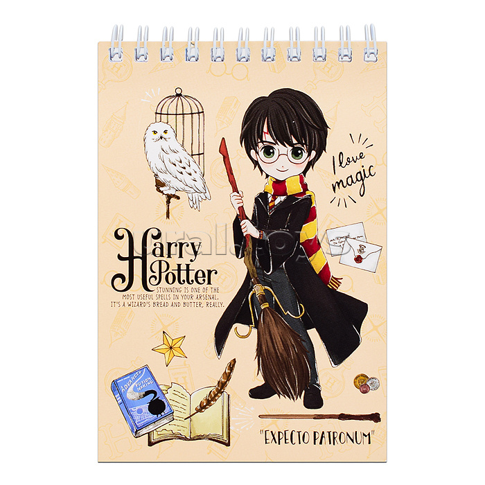 Блокнот А6 60л. "Гарри Поттер" на гребне, целлюлозный картон