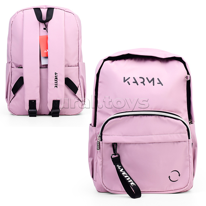 Рюкзак "Karma" подростковый 42x31x20 см (18 л) 500 г, нейлоновый, подклад, 1 отделение, 1 передний карман на молнии, 2 боковых кармана, 1 потайной карман анти-вор в спинке, уплотненная спинка и лямки, бегунок из репсовой ленты с печатью на переднем карман Рюкзак "Karma" подростковый 42x31x20 см (18 л) 500 г, нейлоновый, подклад, 1 отделение, 1 передний карман на молнии, 2 боковых кармана, 1 потайной карман анти-вор в спинке, уплотненная спинка и лямки, бегунок из репсовой ленты с печатью на переднем карман