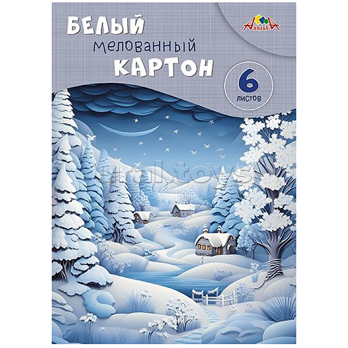 Картон белый А4 6л. "Зимний пейзаж"