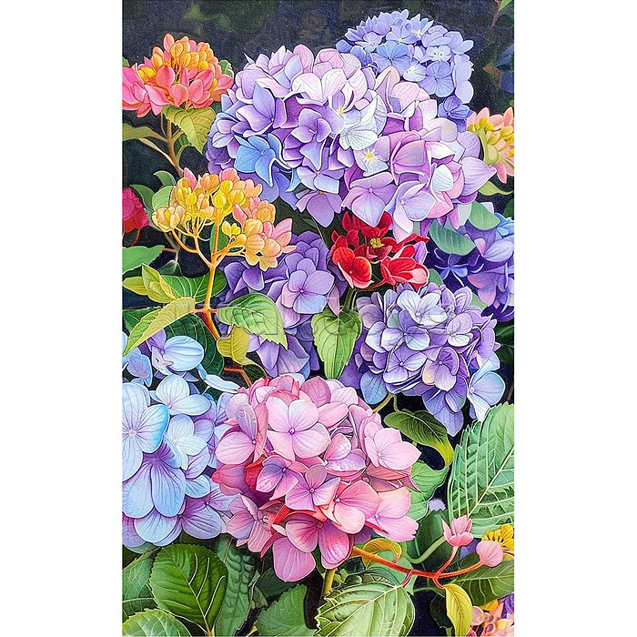 Мозаика алмазная "Гортензии" 20*30 см.