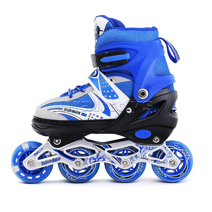 Ролики детские (размер M) с защитой для катания, синий, в коробке