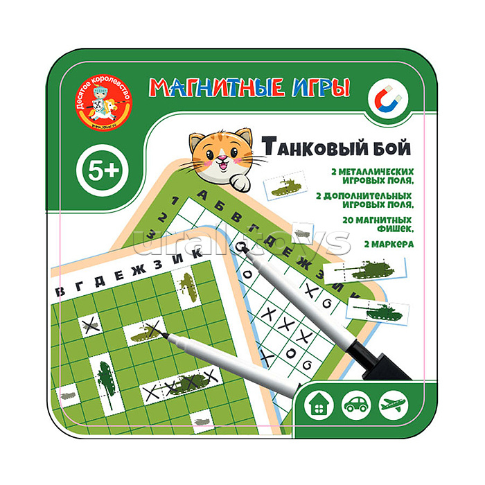 Игра магнитная в жестяной коробочке "Танковый бой"