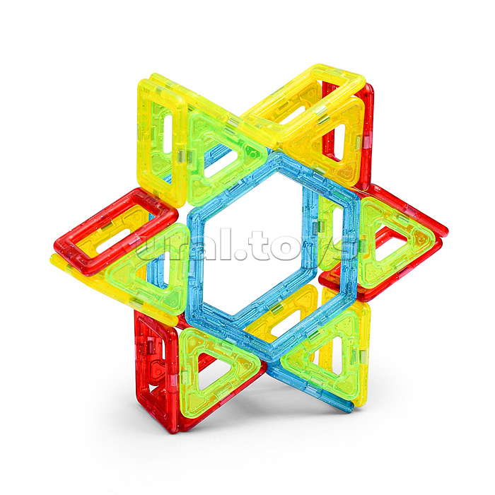 Конструктор магнитный (размер деталей малый) 57 дет., Упаковка: пластиковая подложка в плёнке.