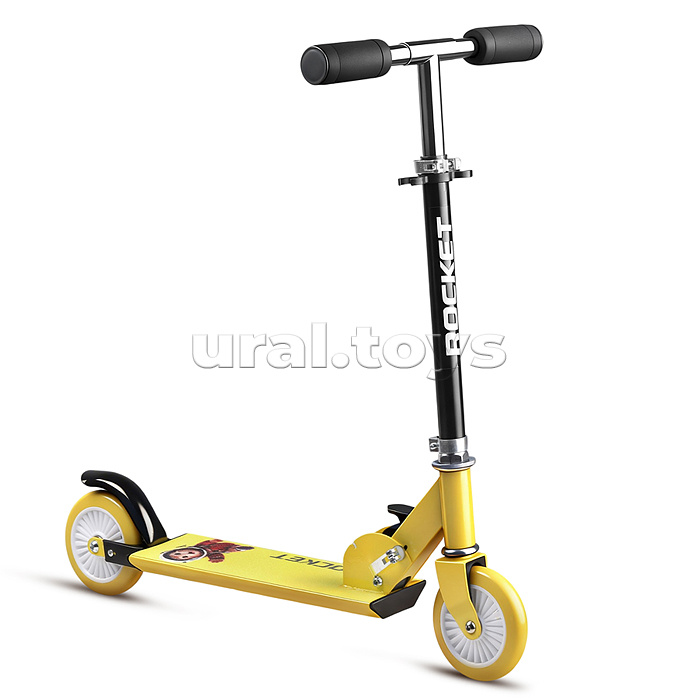 Самокат 2-х колесный ROCKET,колеса PU/ 125 мм, ABEC 7, жёлтый (в пакете)